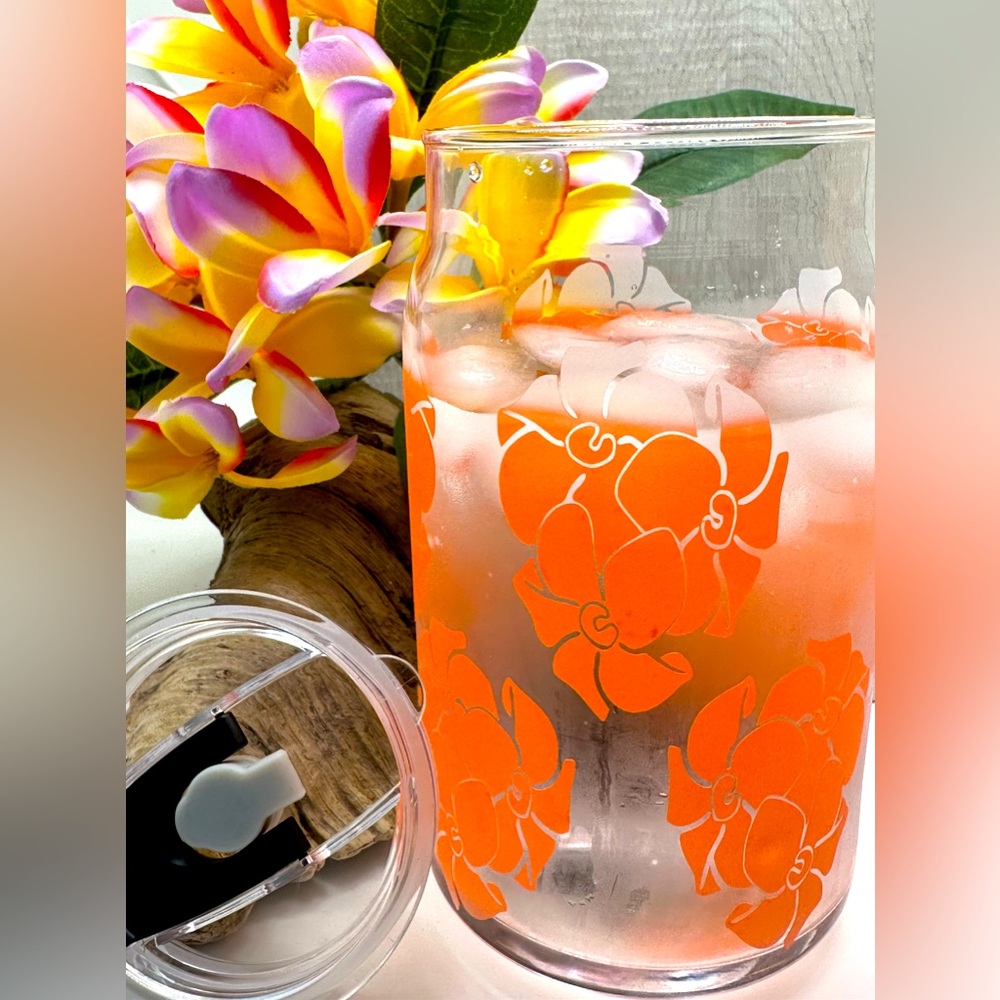 Hawaiian style 16 oz glasscan cups